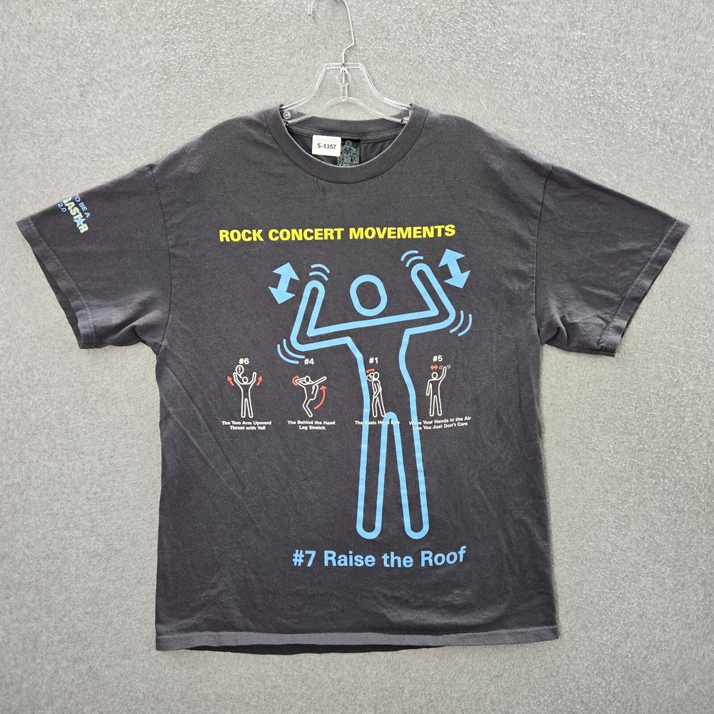 Blue Man Men Shirt L Gray Rock Concert Movements Raise The Roof Hands In Air